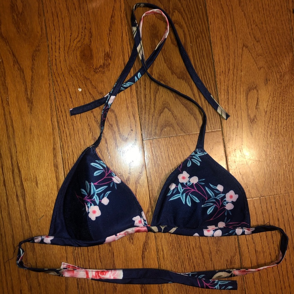 Blue floral bikini top